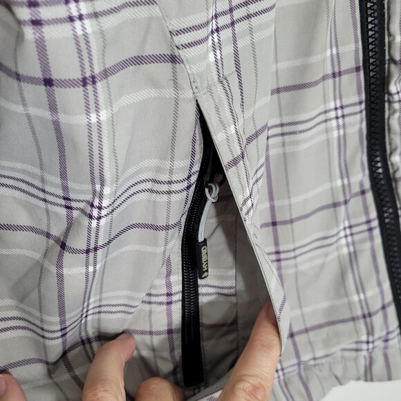 Black Mountain | Gray Purple Plaid Hybrid Windbreaker Hiking Jacket Size Large - Picture 3 of 11